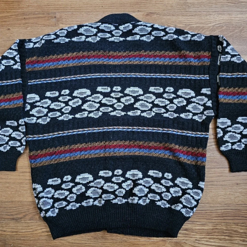 Vintage PRONTO UOMO Grandpa Cardigan Sweater Multicolor  Men's  XL (54)  ITALY